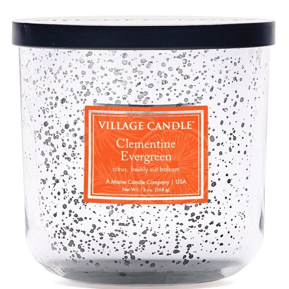 Clementine Evergreen Mercury Glass Candle CITRUS • FRESHLY CUT BALSAM Village - Picture 1 of 2